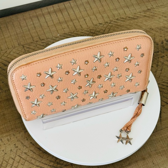 Jimmy Choo Star Studded Pink Leather Zip Around Wallet - Picture 4 of 15